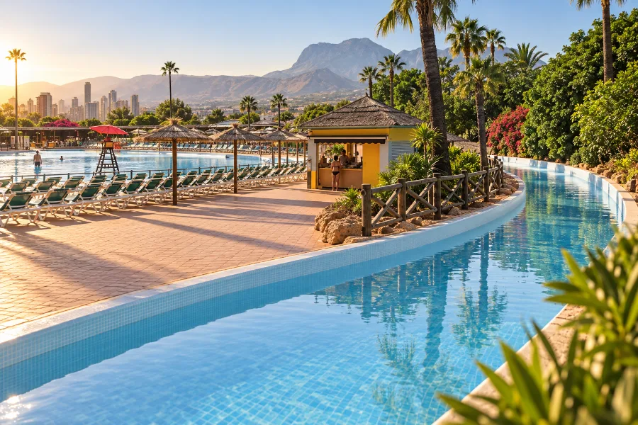 Early arrival at Aqualandia Benidorm